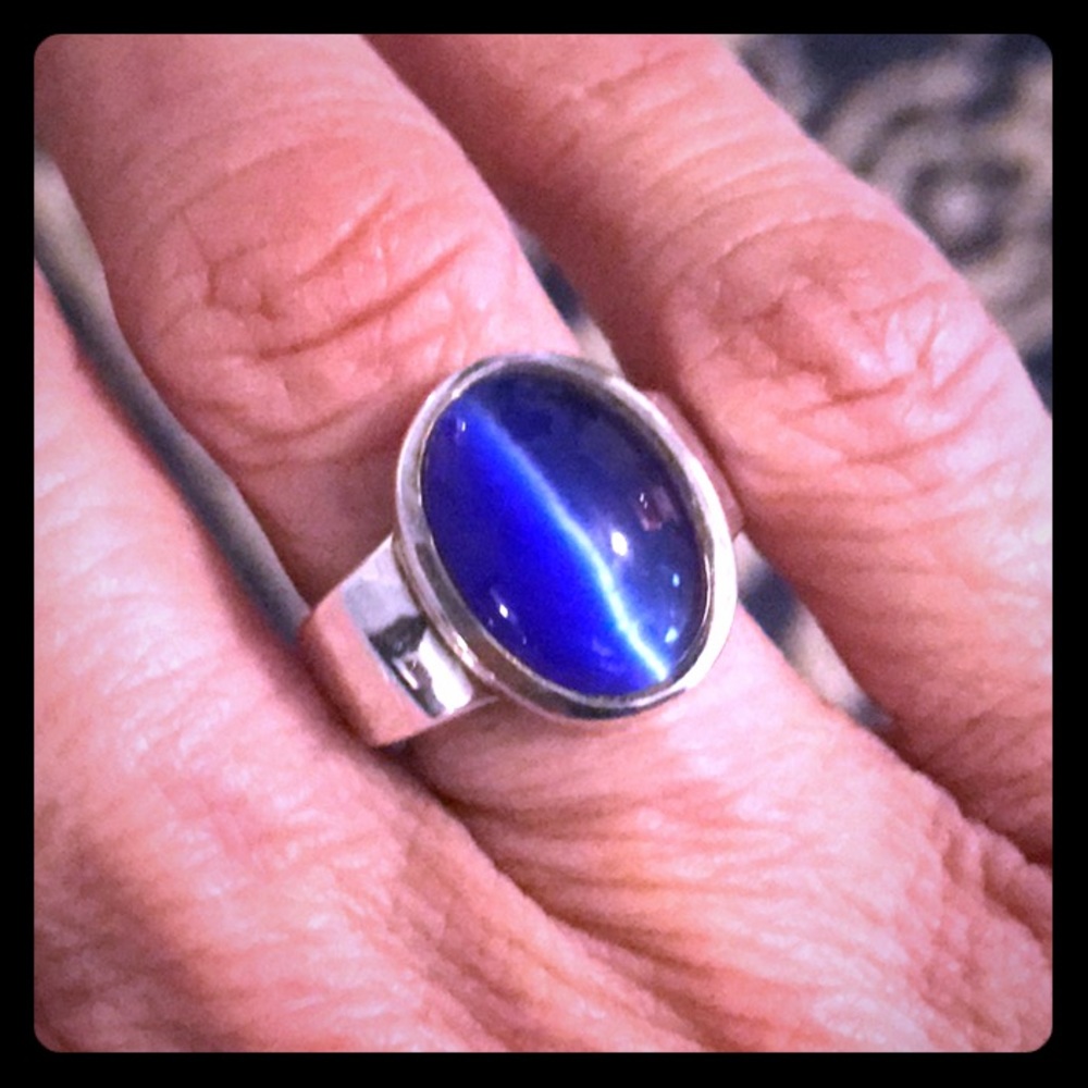 Sterling Silver Ring with beautiful blue stone